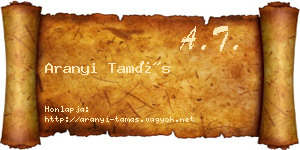Aranyi Tamás névjegykártya